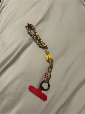 Multicolor Braided Wrist Lanyard with Red Tag( phone accessory )